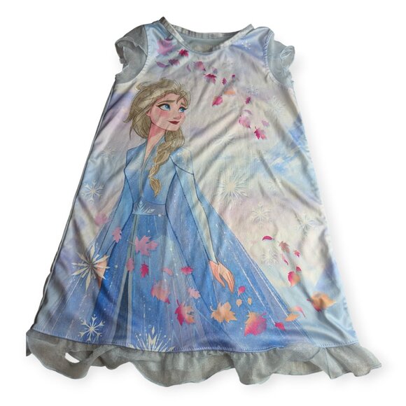 Disney Frozen 2 Elsa Themed Blue Lightweight Nightgown Size 6 - Picture 1 of 12